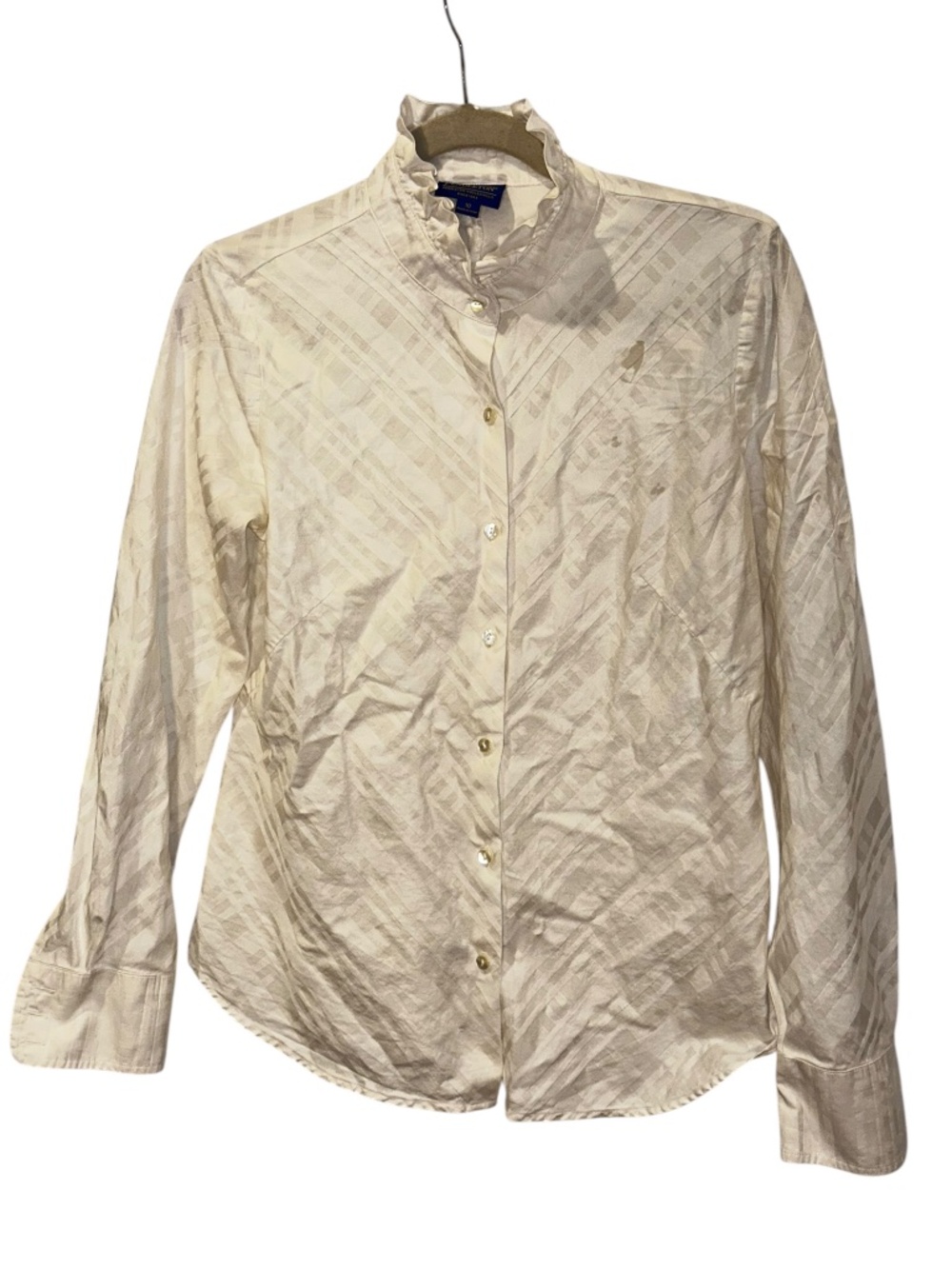 Pendleton Vintage white ruffle neck Victorian style button down shirt 10